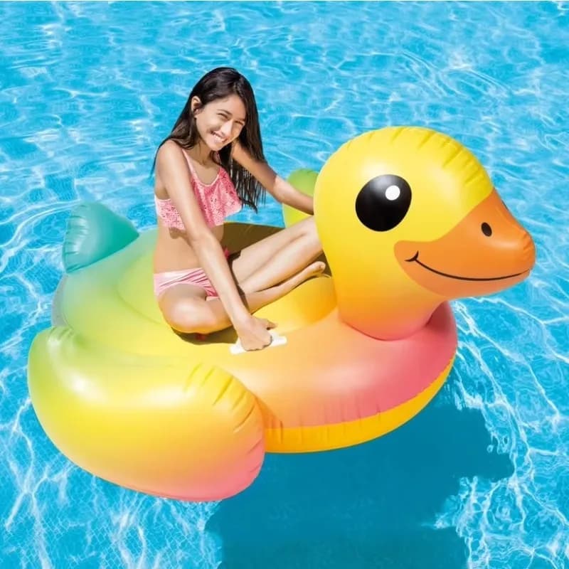 57556 Little Yellow Duck Inflatable Float for Adults & Children Water Play Surfing Ring 160cmX118cm Animal Float Toy
