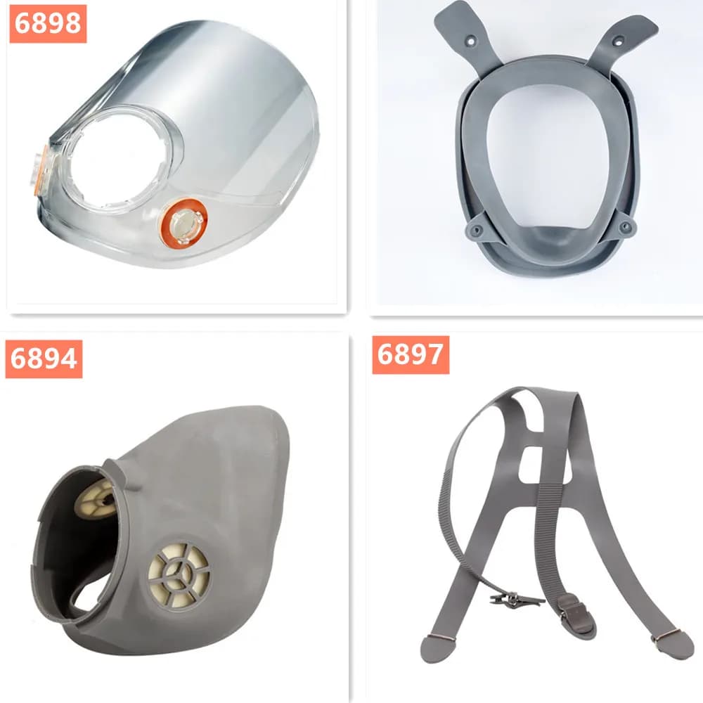 6898 Screen 6897 Hairband 6894 6864 Gas mask accessory 3M 6800 Chemical breather Protective visor