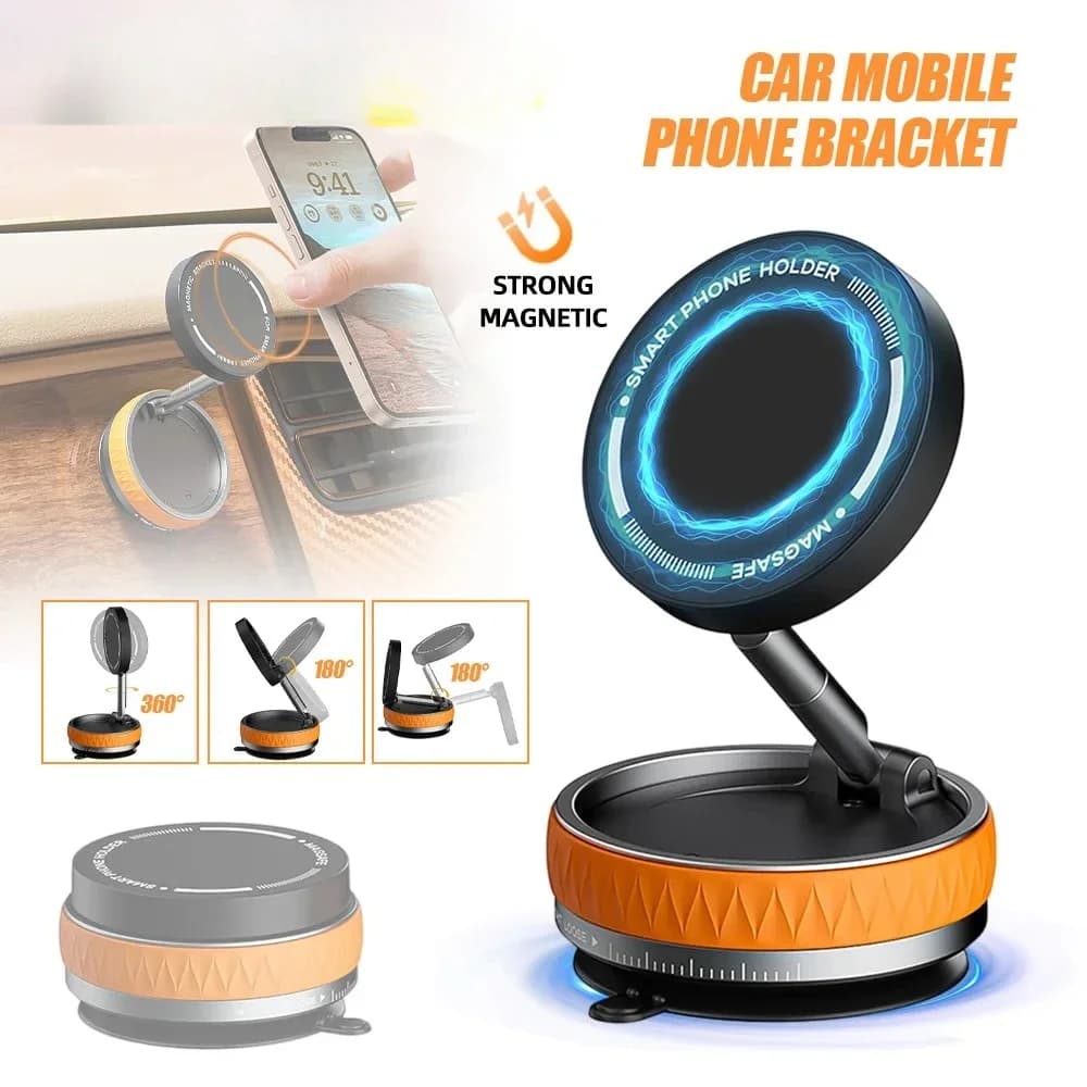 Nuovo supporto per telefono con ventosa magnetica a vuoto 360 ° Supporto da auto regolabile adatto per iPhone e tutti gli smartphone