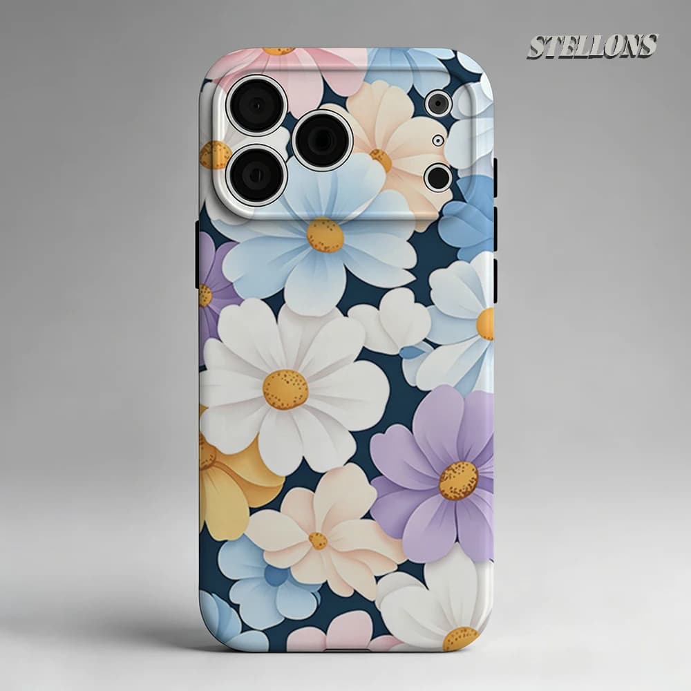Custodia per telefono Pastel Daisy Mix con supporto magnetico per iPhone 17 16 15 14 13 Pro Max Plus, custodia robusta a strato singolo/doppio