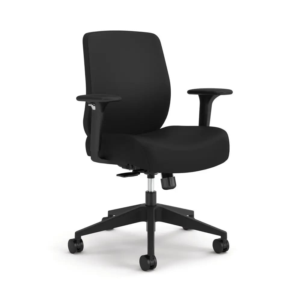 Sedia da Ufficio Ergonomica Altern in Tessuto con Braccioli, Ruote, Sedile Imbottito in Schiuma, Sedia da Scrivania per Casa e Ufficio con Schienale Basso, Comoda, Regolabile in Altezza
