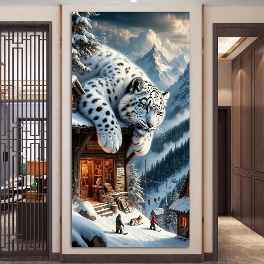 Snow Leopard Diy Diamond Arts For Adults Painting Large Size New Collection Wild Animals Full Drill Mosaic Embroidery Picture