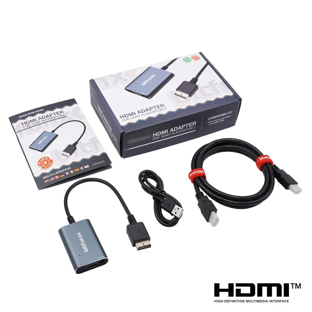 Bitfunx RGB/Component To HDMI™ Video Audio Adapter With USB Cable Plug & Play For Sony NTSC PAL PS2 Fat/PS2 Slim Game Console