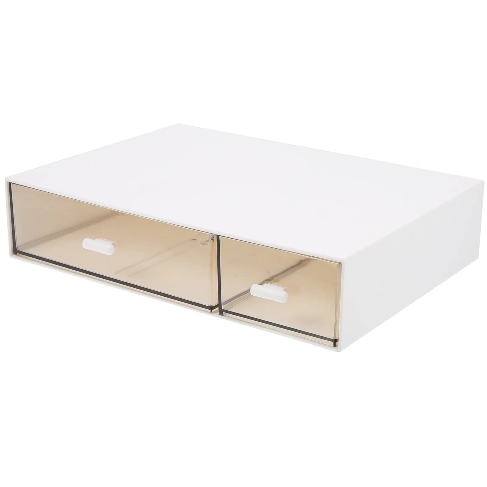 Organizer da Scrivania a Doppio Scomparto con Cassetti, Contenitore Multifunzione per Trucchi, Accessori da Ufficio e Bagno