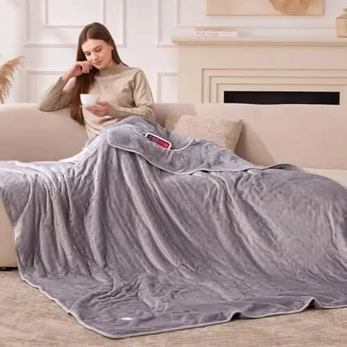 Coperta Elettrica Riscaldata Misura Singola 157x213 cm, 6 Livelli di Calore, Spegnimento Automatico, Lavabile in Lavatrice, Riscaldamento Rapido per il Caldo Invernale