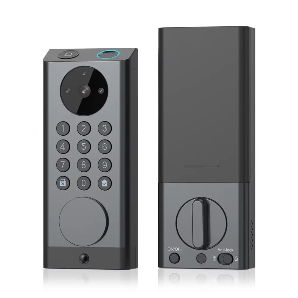 Serratura Digitale Intelligente IP68 Impermeabile con Videocitofono, Telecamera, Impronta Digitale, NFC, Codice, Compatibile Tuya Wifi e Alexa