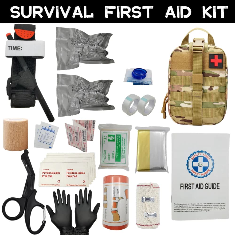 Kit di Pronto Soccorso Leggero per Sopravvivenza, Attrezzatura di Emergenza per Escursionismo, Campeggio e Avventura