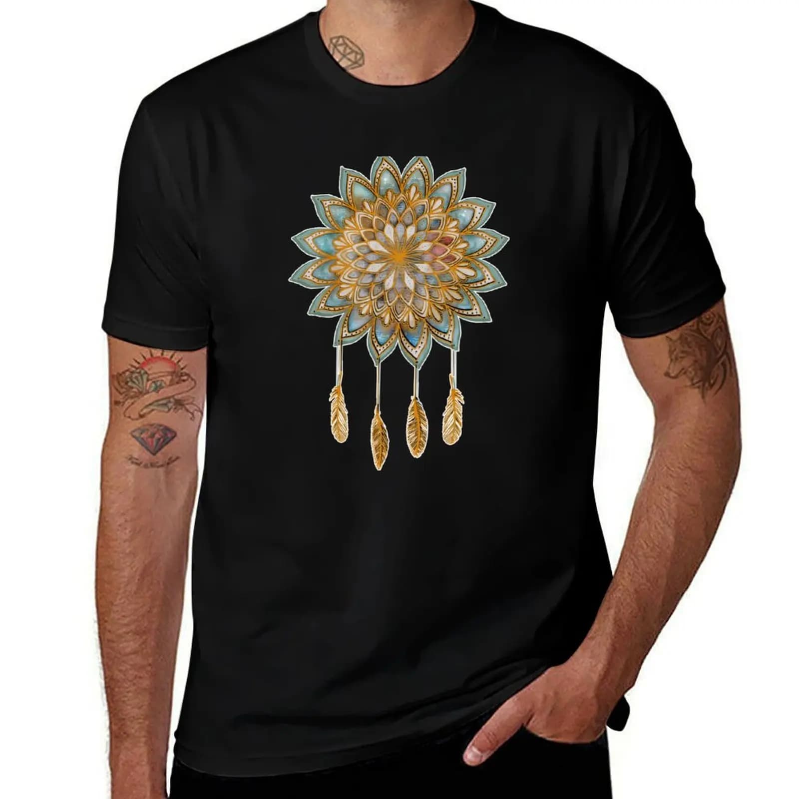 Golden Dreams Dreamcatcher T-Shirt Mechanic Work Tee Shirt