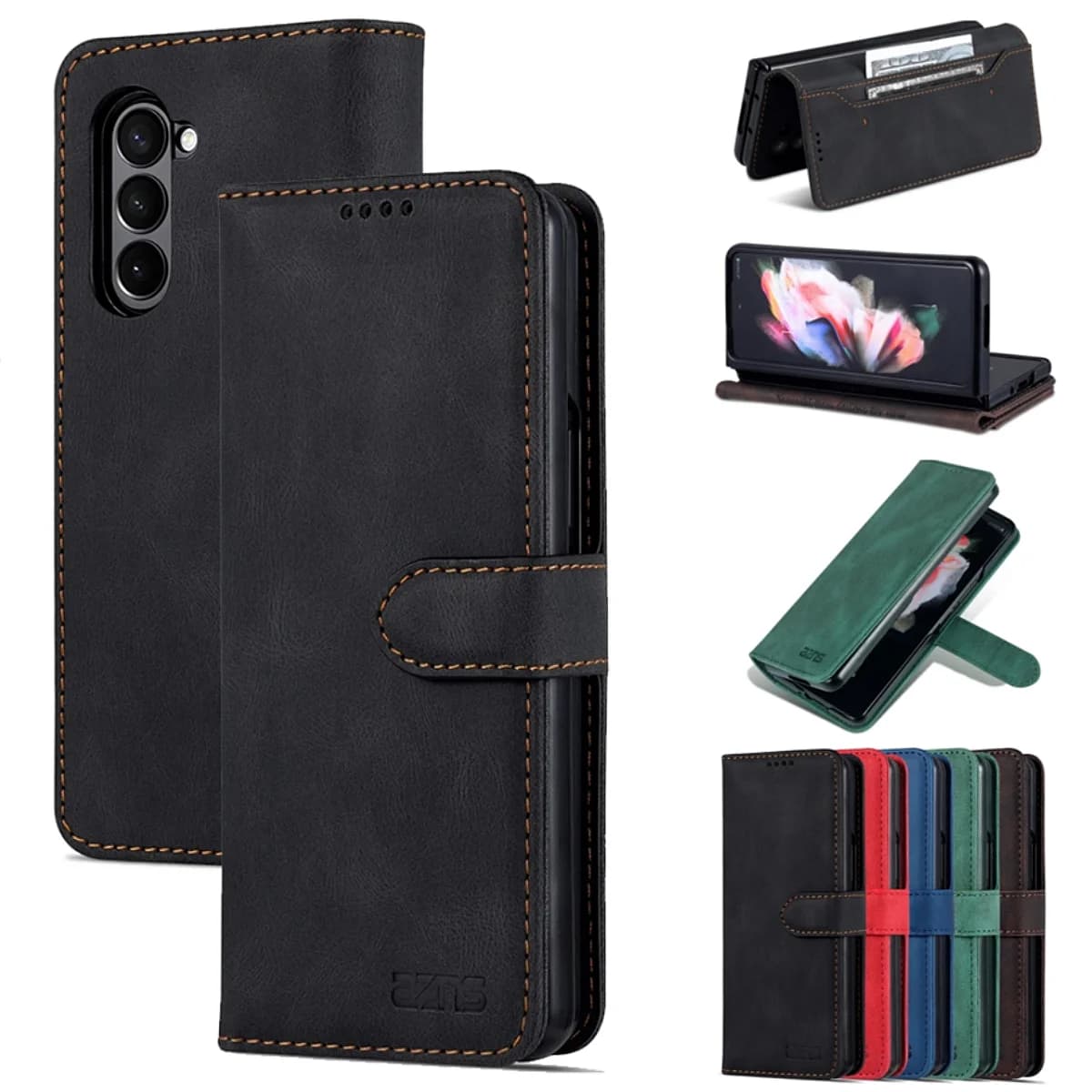 Flip Leather Case for Samsung Galaxy Z Fold 7 6 5 4 3 5G Fold7 2025 Luxury Magnetic Case with Credit Card Wallet