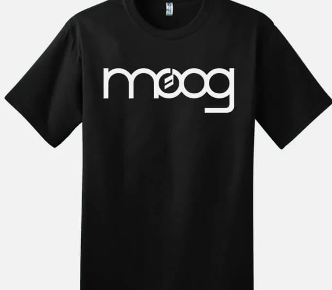Moog Maglietta nera Logo Sintetizzatore Sintetizzatore Edm Dj Produzione musicale