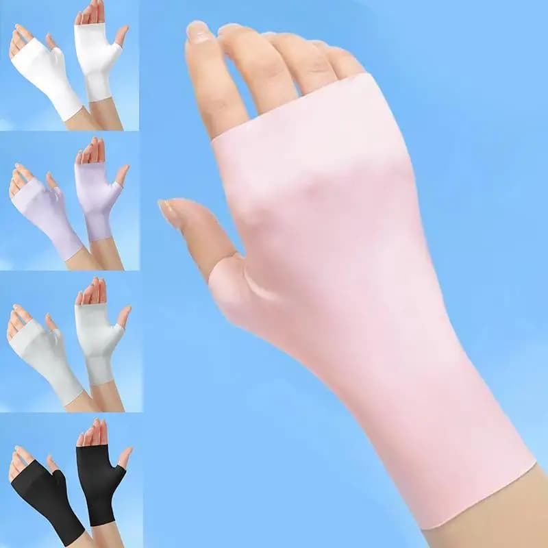 Professional UV protective gloves for nail art, nail lamp, fingerless sun gloves, sunscreen for hands, thin, fresh, in ice silk, silky.