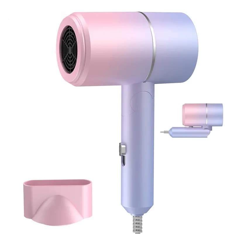 Mini Asciugacapelli pieghevole 220V-240V 750W con borsa per il trasporto Anione ad aria calda Cura dei capelli per viaggi a casa Asciugacapelli Asciugacapelli portatile