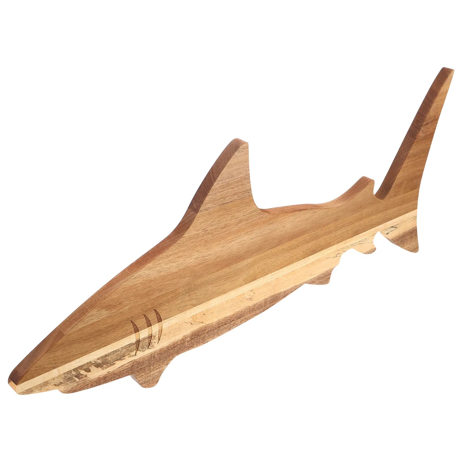 Tagliere in Legno di Acacia a Forma di Squalo, Piccolo Tagliere Rustico, Vassoio da Cucina per Servire Carne, Pane, Frutta