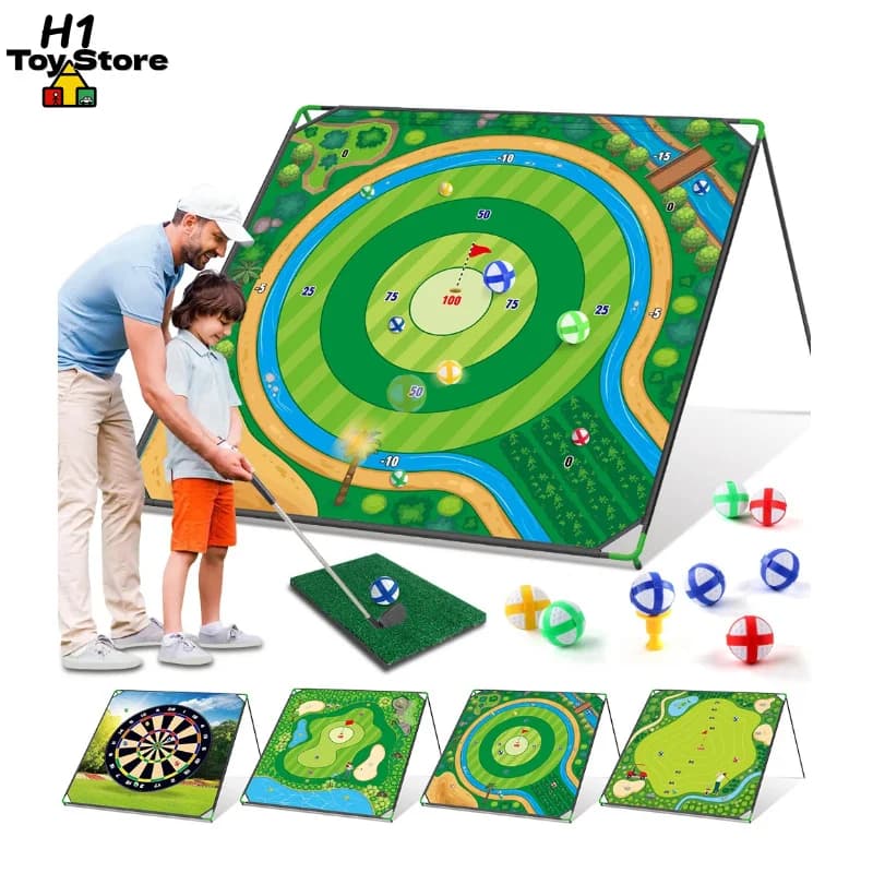 180CM Golf Practice Mat with Sticky Balls Indoor Outdoor Putting Training Set Sports Game Toy for Kids Adults