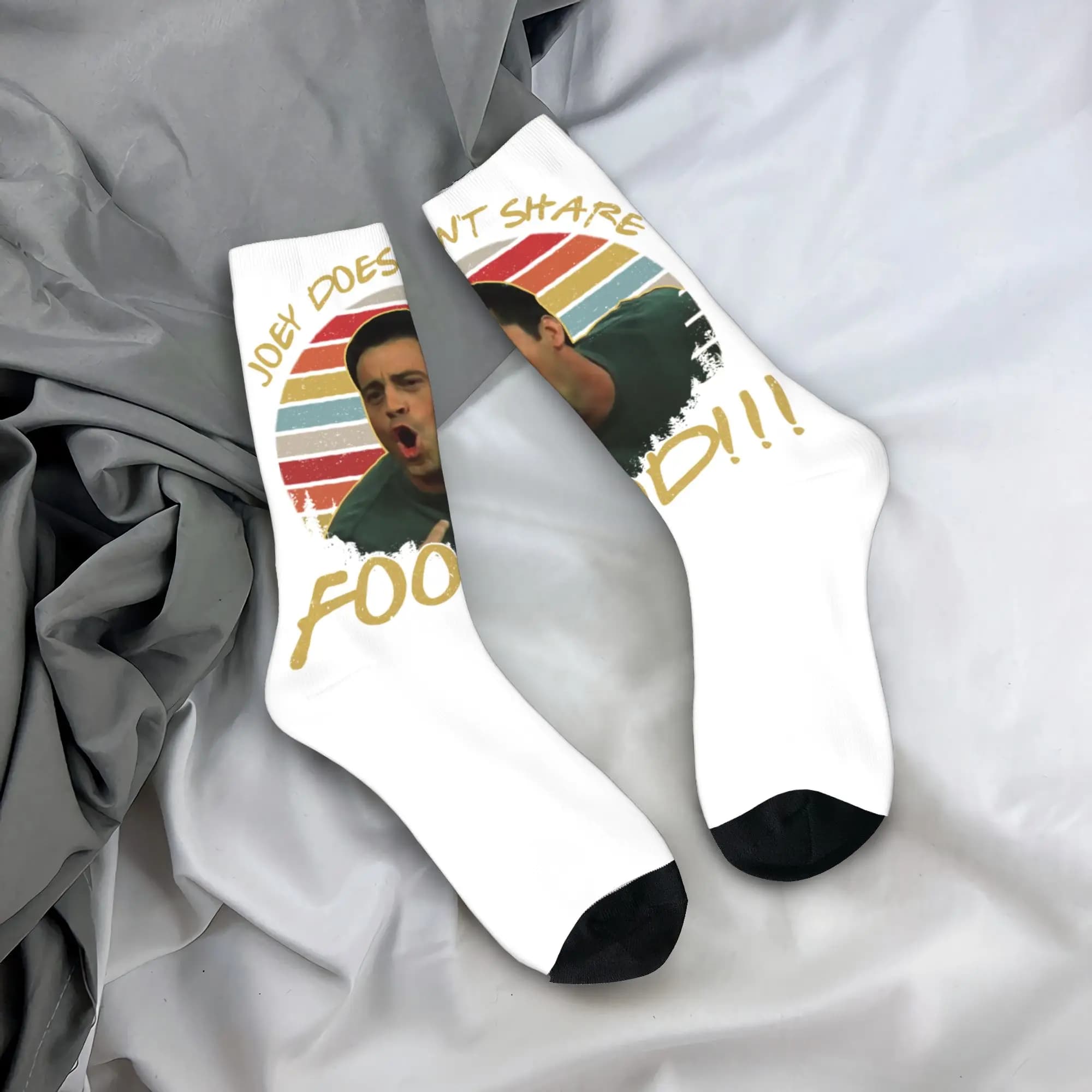 Custom Friends Tv Show Men Women Crew Socks Unisex Funny 3D Printed Funny Joey Meme Dress Socks