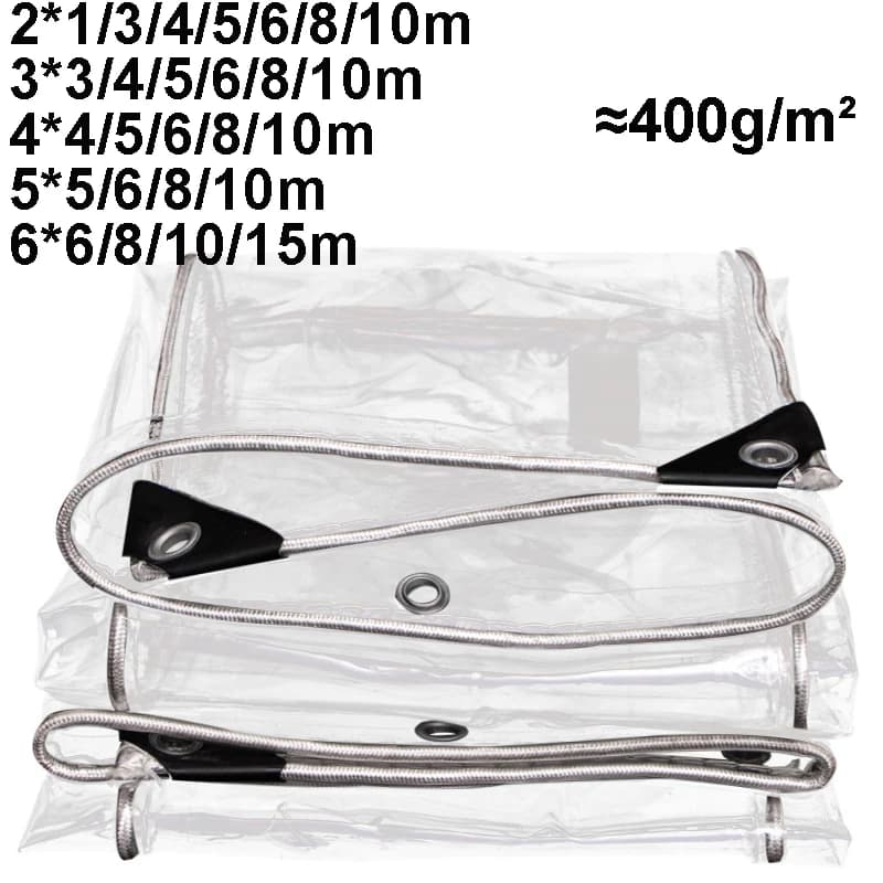 Transparent Tarpaulin 2*7 4*4 6*6 8*8 10*10m Thicken Large Waterproof Tarp Tent Camping Canopy PVC Rain Awning Outdoor Garden