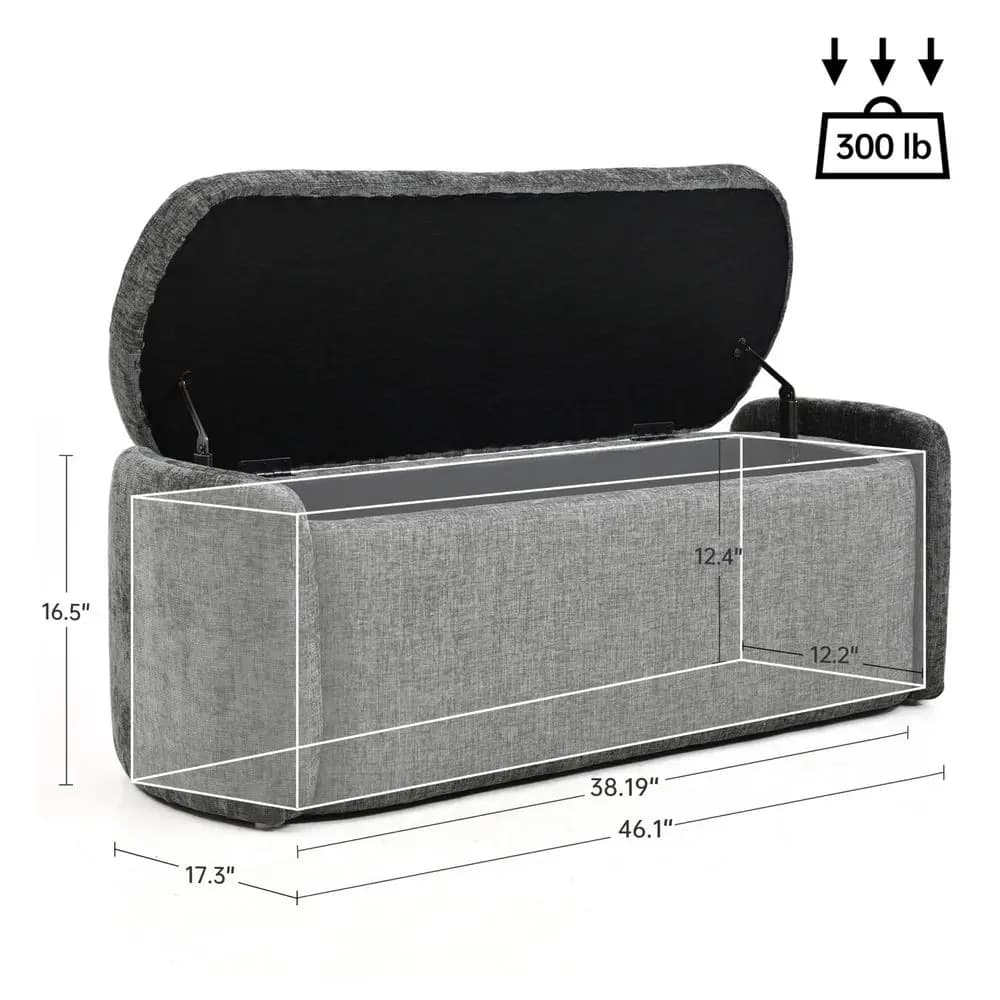 Panca contenitore ovale 46, panca contenitore imbottita per fondo letto, poggiapiedi, panca contenitore Sherpa per camera da letto, soggiorno
