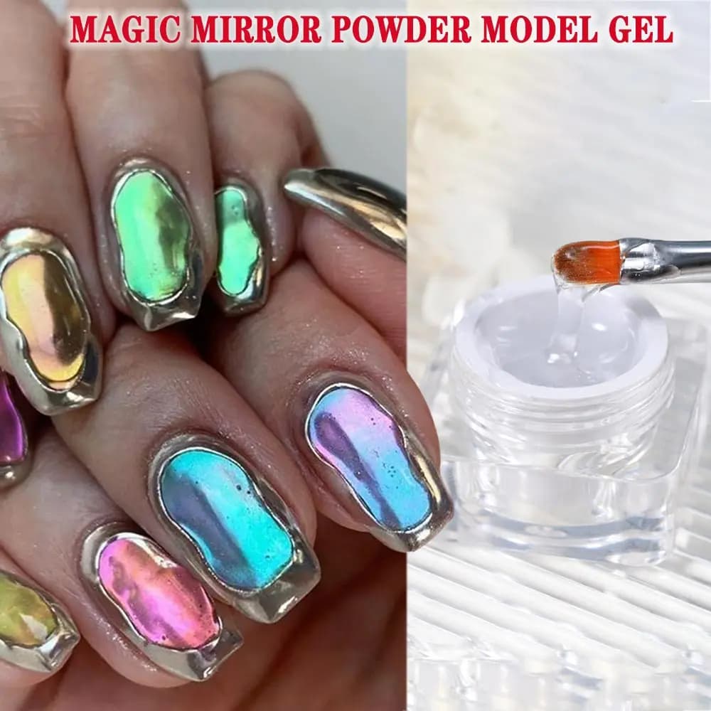 Gel modello semisolido per unghie da 8 g per polvere di specchio magico Gel per pittura 3D trasparente Gel per scolpire effetto specchio cromato Soak Off UV
