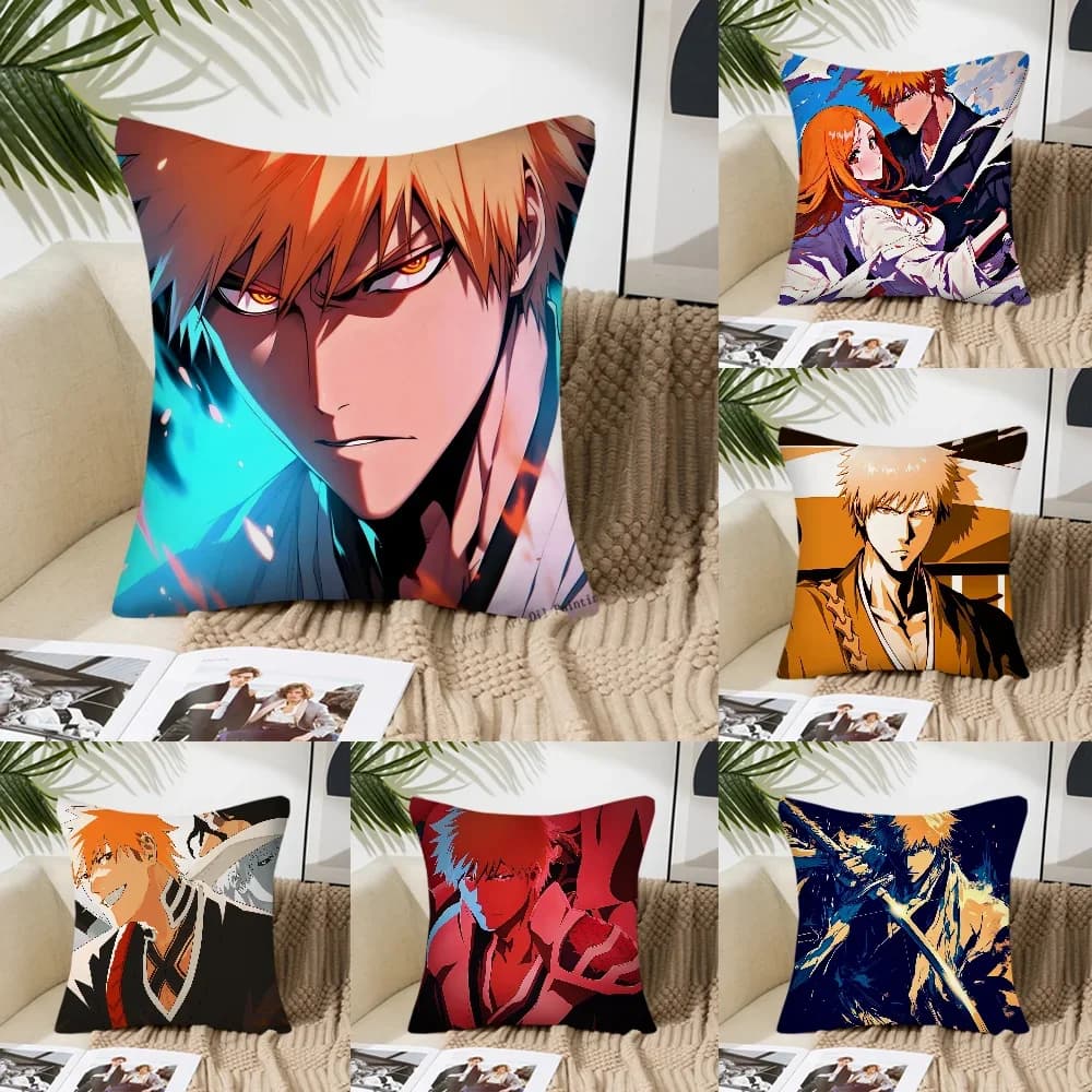 1PC Kurosaki Ichigo Anime Bleach Federa Cuscino Quadrato Camera Da Letto Divano Per Il Tempo Libero Comfort Cuscino Soggiorno Decorazione Della Casa 40X40