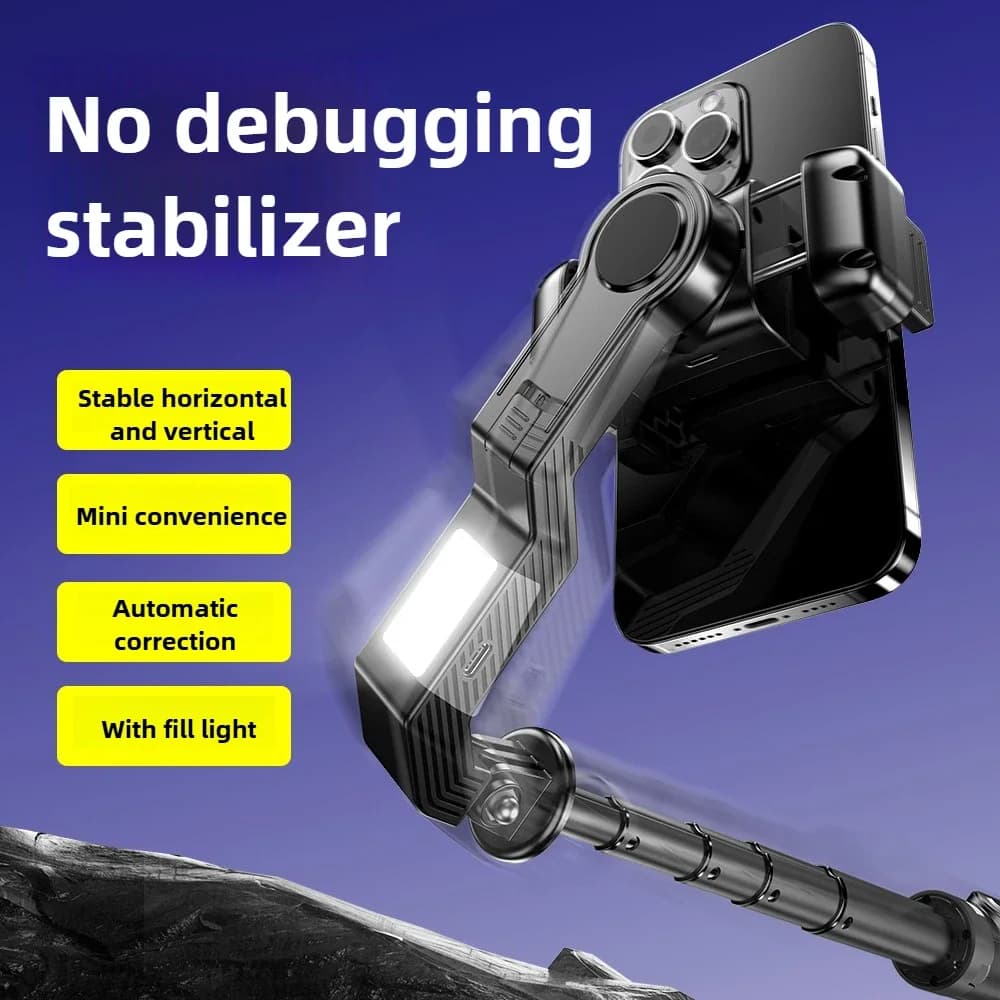 Supporto per telefono stabile intelligente con treppiede per selfie stick stabilizzatore ad asse singolo Q31 con luce di riempimento per smartphone