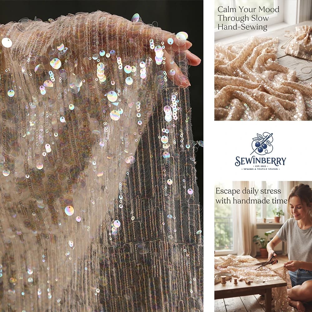 Glam Iridescent Tassel Sequin Mesh Fabric Stress‑Relief DIY Sewing Material For Evening Gown Party Costume Veil Pillow Handcraft