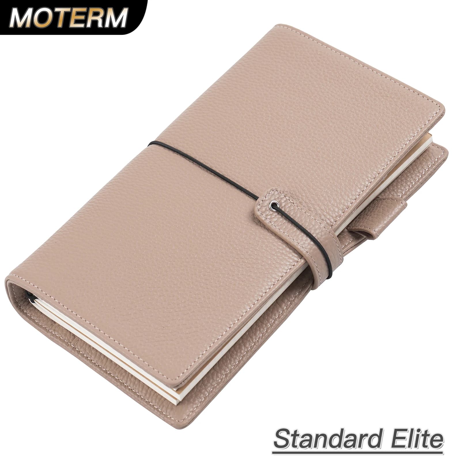 Copertina per agenda ricaricabile per notebook Moterm Traveller - Organizer in vera pelle di dimensioni standard regolari, diario di viaggio Elite