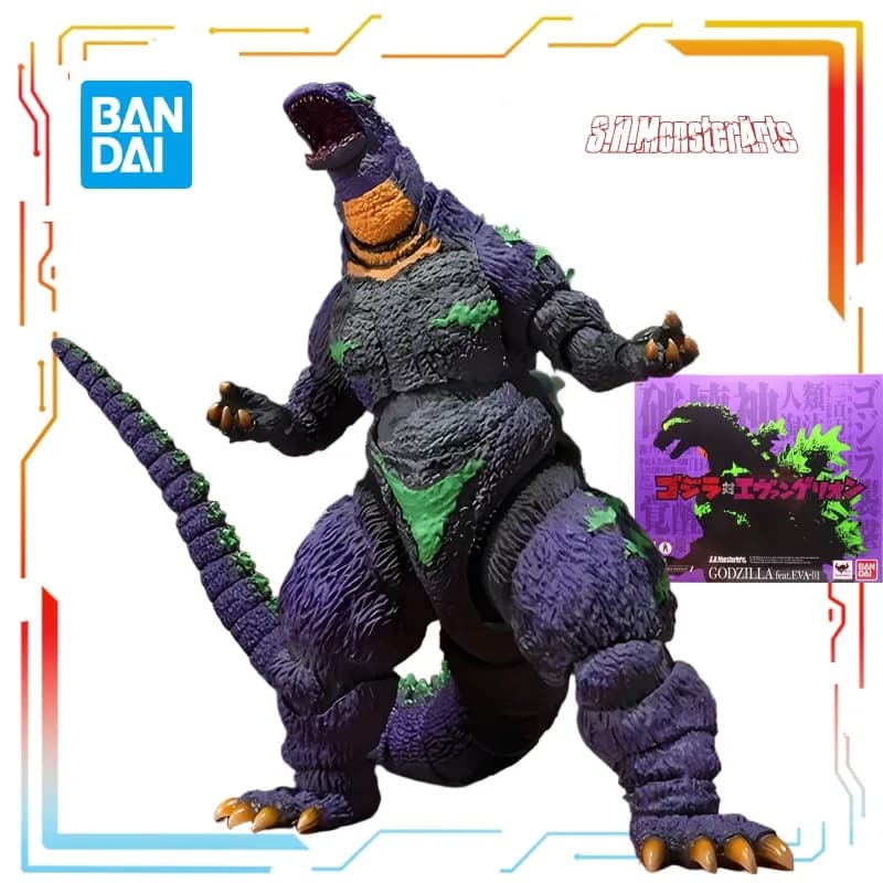 Bandai Original SHF MonsterArts Serie di bambole mobili finite Godzilla Feat.EVA-01 Action Figure Giocattoli Modello Regali per ragazzi