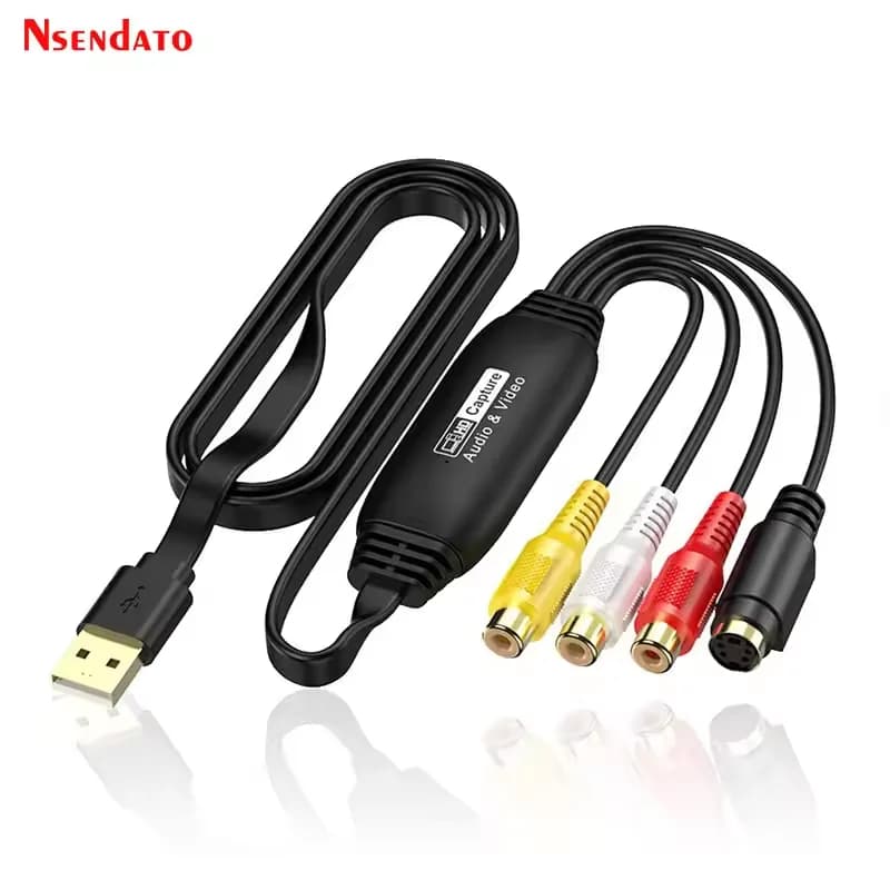 Convertitore da VHS a digitale Scheda di acquisizione video USB VHS TV DVD VCR Adattatore di acquisizione audio Registratore AV Scatola di acquisizione audio video per Mac