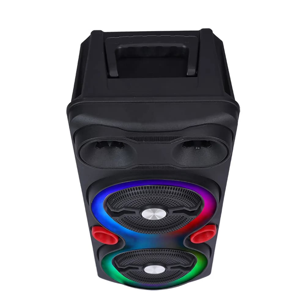 Outdoor Portable Speaker Bluetooth-Compatible 5.0 6.5 Inch Stereo Subwoofer LED AUX Karaoke Machine with Mic FM Radio