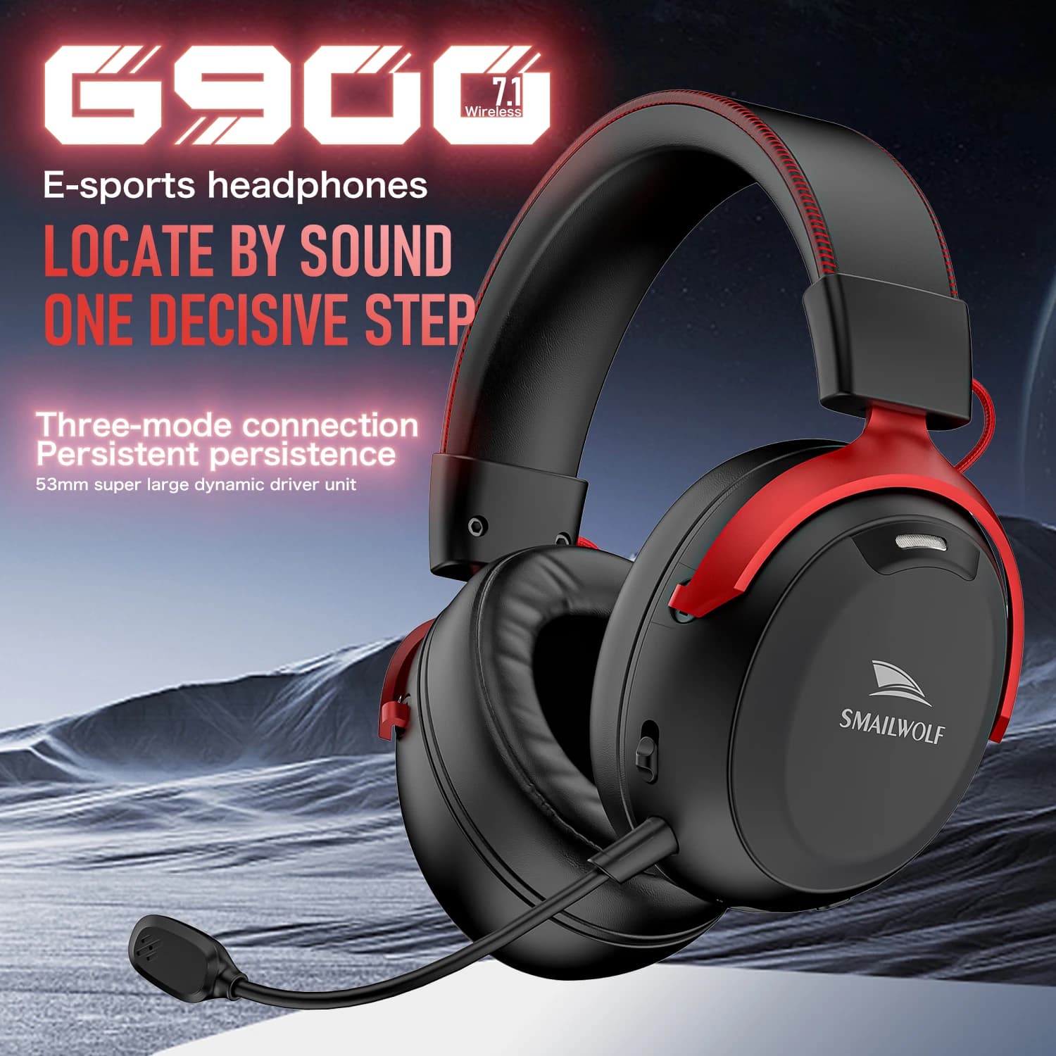 SMAILWOLF G900 Triple Mode Gaming Headset Bluetooth 2.4G 3.5mm Wired Headphones Mic Surround Sound for PC PS5 Switch Gamer