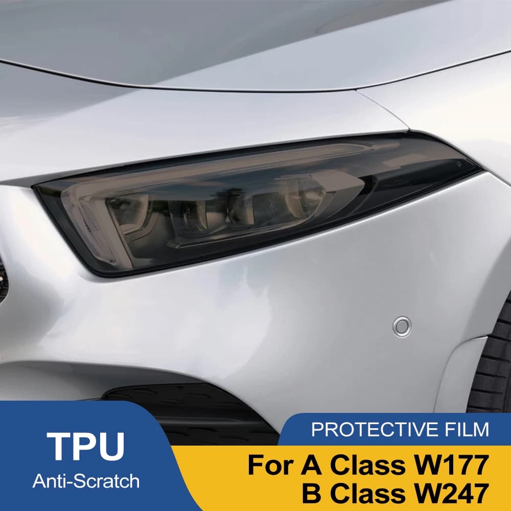 For Mercedes Benz Class A Class B W177 W247 Car Headlight TPU PPF Protective Film Black Pre Cut Anti-Graffio Vinyl Film