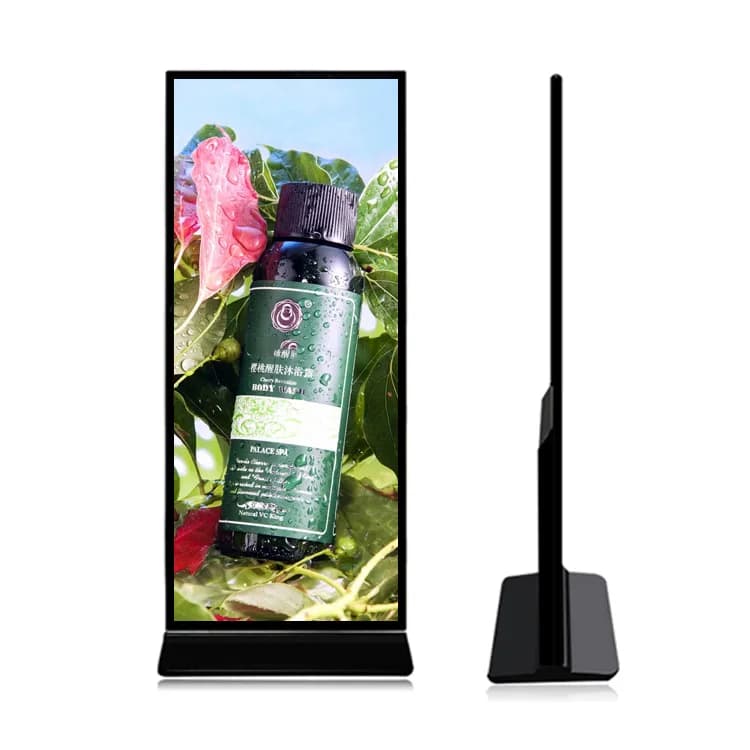 Monitor Pubblicitario Digitale da 70 Pollici Full HD IPS per Menu Ristorante, Display per Marketing con Supporto da Pavimento