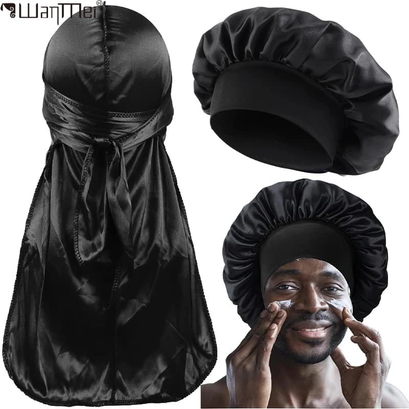2/3PCS/LOT Men Women Long Tail Head Scarf Headwrap Bonnet Night Hat Silk Durag Pirate Hat Unisex Sleeping Bandana Turban Hijab