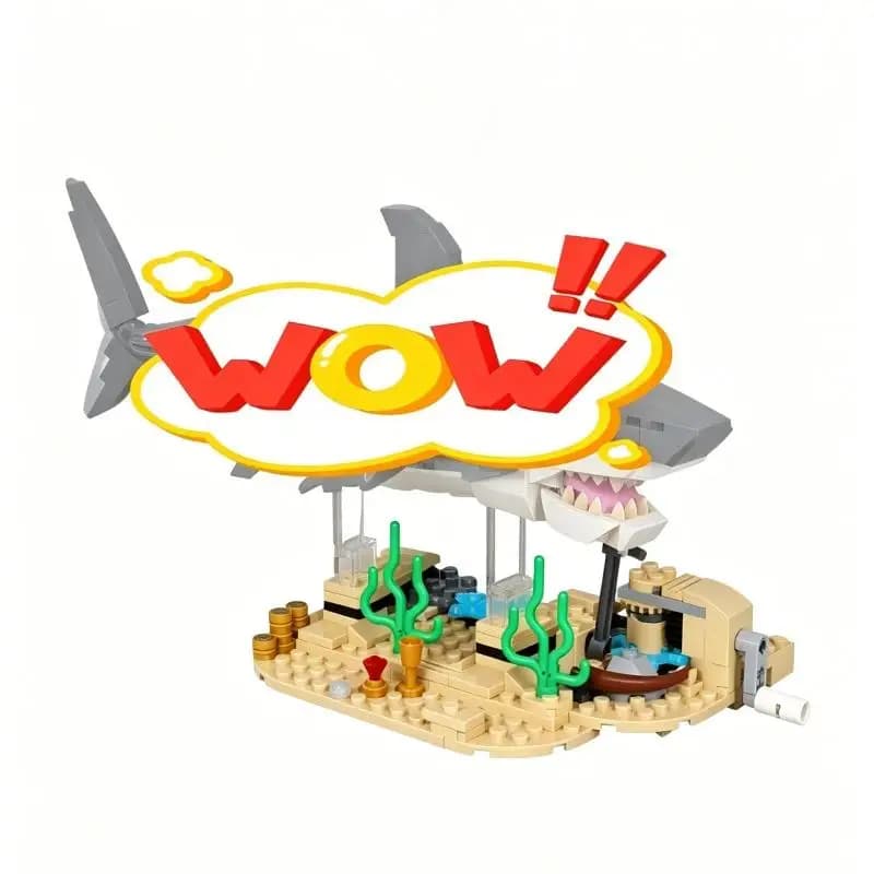 Base per Costruzioni MOC Squalo Feroce Nuotante, Supporto Personalizzato Compatibile con il Set di Mattoncini Decorativi Modello Animale Marino 31381