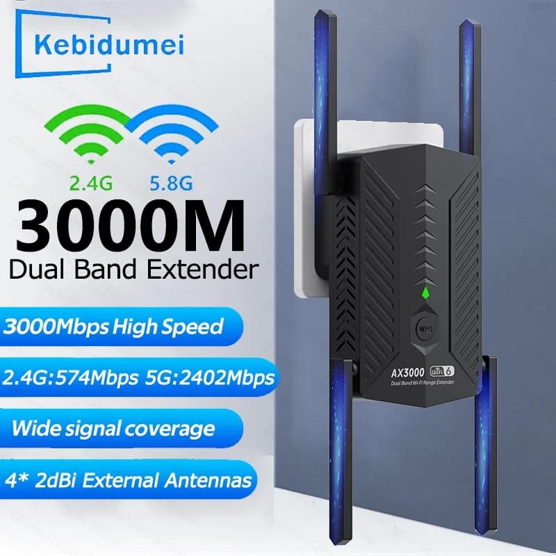AX3000 WiFi 6 Ripetitore Roteador Wi-Fi 6 Ripetitore di segnale Antenne 5G 2.4G Gigabit Amplificatore extender WiFi a lungo raggio WPS Easy Set