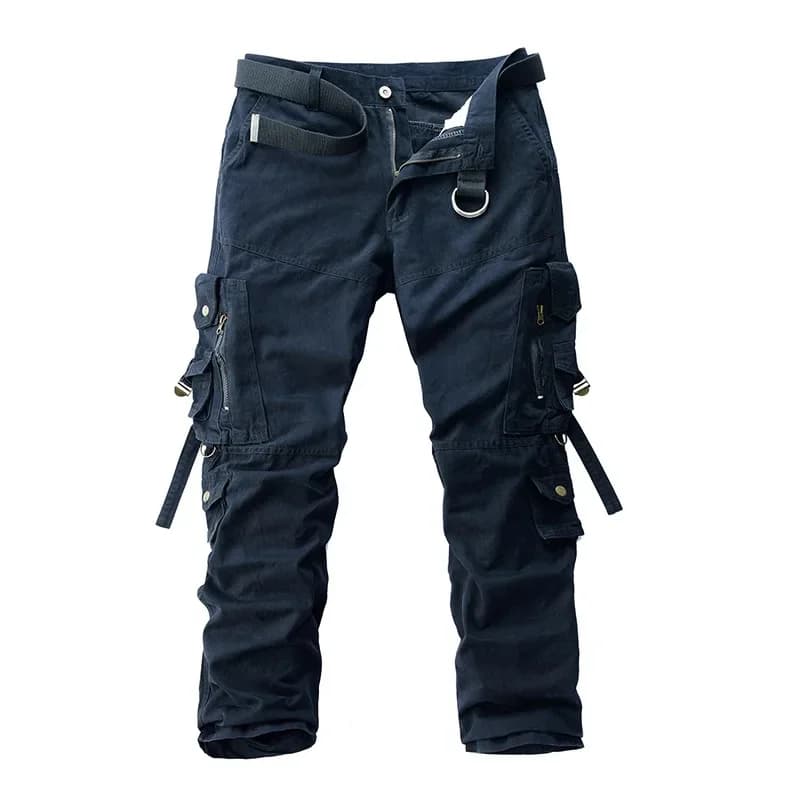 Pantaloni cargo da uomo Pantaloni da lavoro casual in cotone multitasche larghi tinta unita Pantaloni a figura intera stile safari antivento senza cintura