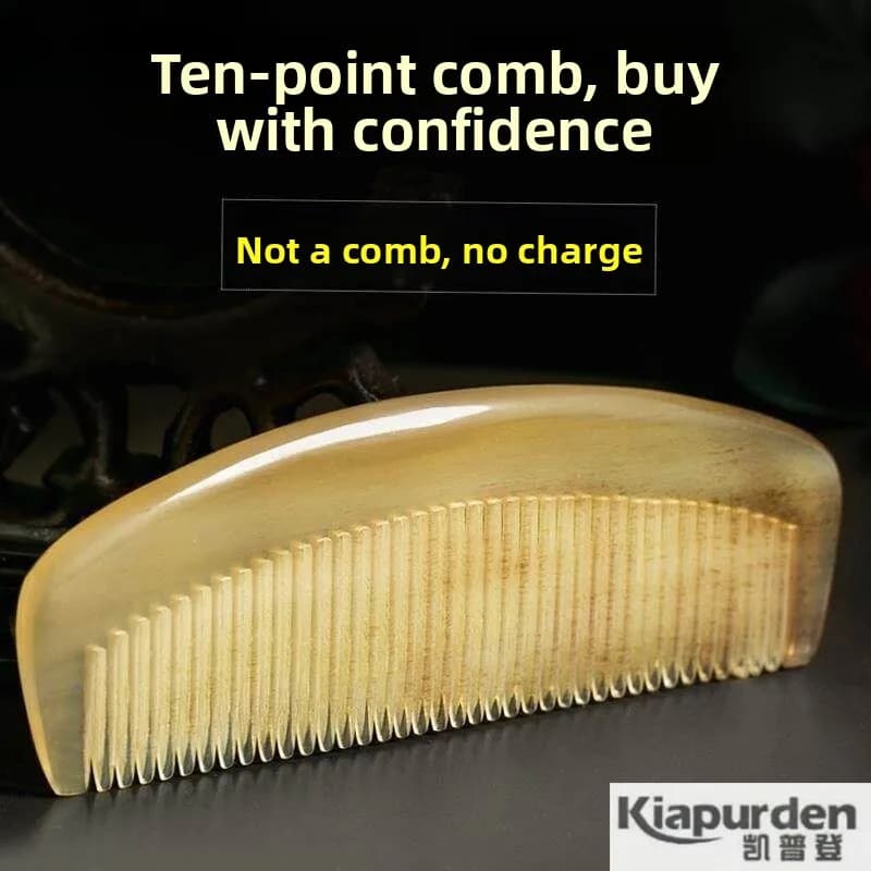 Natural Bull Horn Comb Handleless Thick Tooth Massage Comb for Preventing Hair Loss Large Size 17cm for Straightened Curly Hair