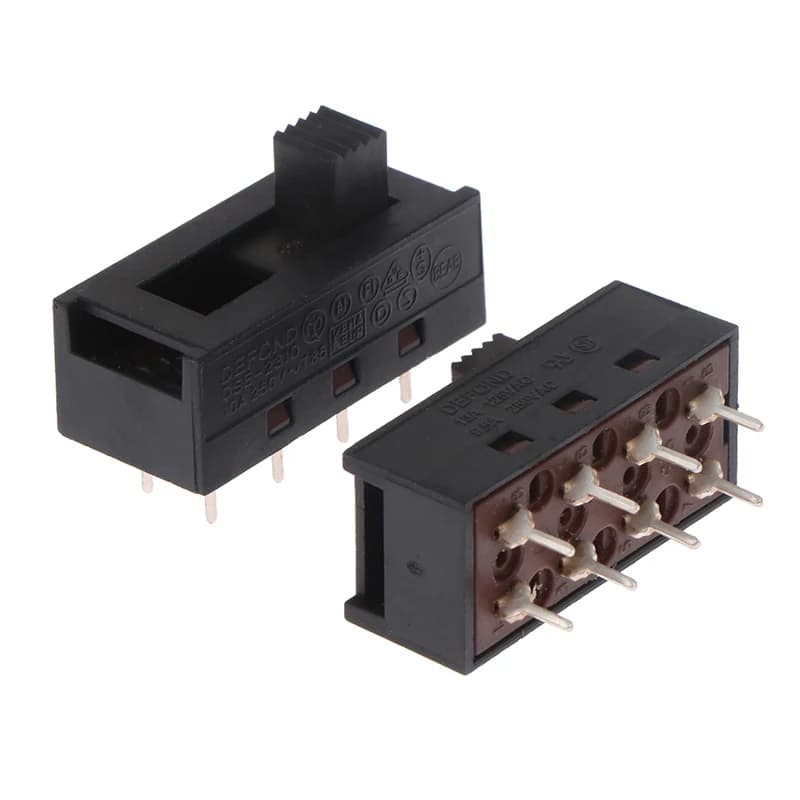 (JOY) 2 Pezzi DSE-2310 Interruttore a Levetta con Pin Appuntiti, 8 Piedi, 3 Posizioni, 10A250V, Interruttore Scorrevole Nero, Modulo Interruttore per Asciugacapelli
