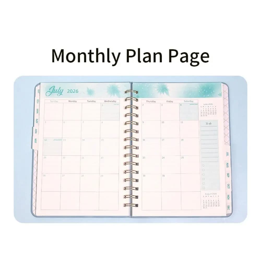 Agenda Settimanale e Mensile A5 2026 con Copertina in Pelle PU, Pianificatore Giornaliero, Blocco Note Auto-Riempibile con Cinturino e Spirale, Quaderni per Appuntamenti