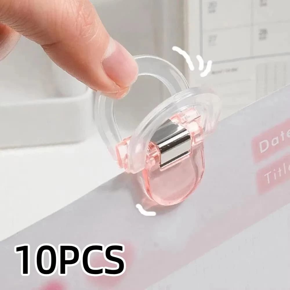 Clip per etichette per libri trasparenti da 10 pezzi, clip per fogli di carta in plastica con clip robuste, set di clip portatili con bordo antiscivolo per il fissaggio delle pagine