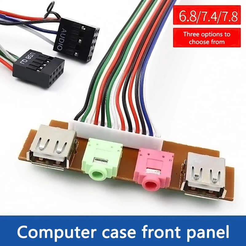 Cavi e connettori per computer PC da 7,8 cm 65 cm Custodia Pannello frontale USB/Audio Frontale USB 2.0 Spina Protezione Estendi cavi per auricolari con microfono
