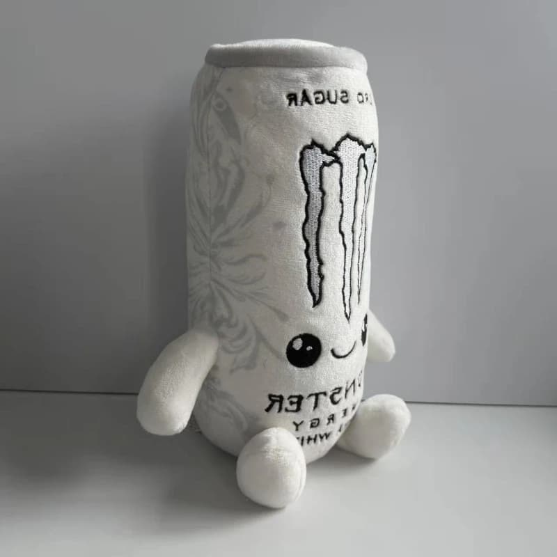 2026New# Monster Plush White Energy Drink Plush Toy Simulation Can Stuffed Doll Cute Soft Figure Decor Gift Friend Home Ornament