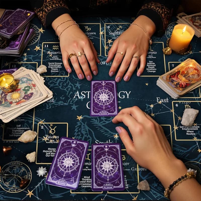 Telo per altare VIKAMA, Telo per carte dei Tarocchi, Tappetino per Tarocchi Zodiacali, Telo per grafici astrologici, Facile da mantenere, Lavabile, Decorazione per la casa