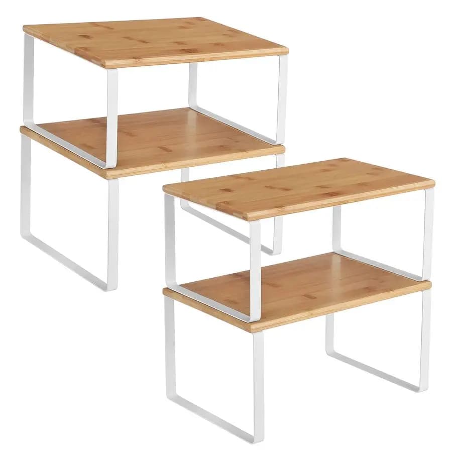 Scaffale organizer per armadietto, set di 4 ripiani da bancone da cucina, portaoggetti da cucina, portaspezie, impilabile, espandibile, metallo e ingegnere