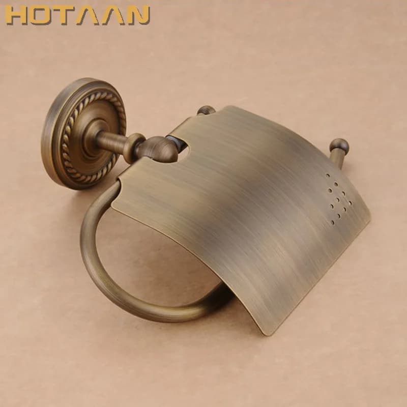 .,Porta carta igienica in ottone massiccio con finitura in ottone antico, accessori per il bagno, porta carta igienica YT-12292