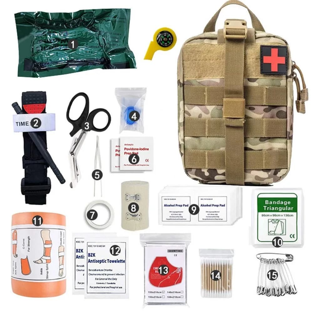 Survival Gear Kit, Tactical Camping Tools, Emergency First Aid Kit for Outdoor Hiking