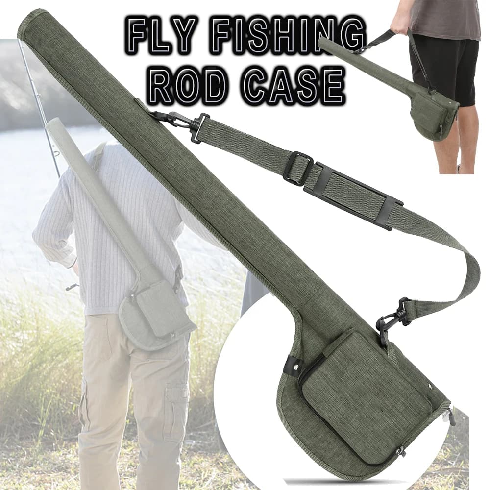 Custodia per canna da pesca a mosca Borsa per attrezzatura da pesca portatile Borsa per canna da pesca in tela Pacchetto di stoccaggio Canne da mosca Mulinelli Custodia da trasporto durevole per Fishin