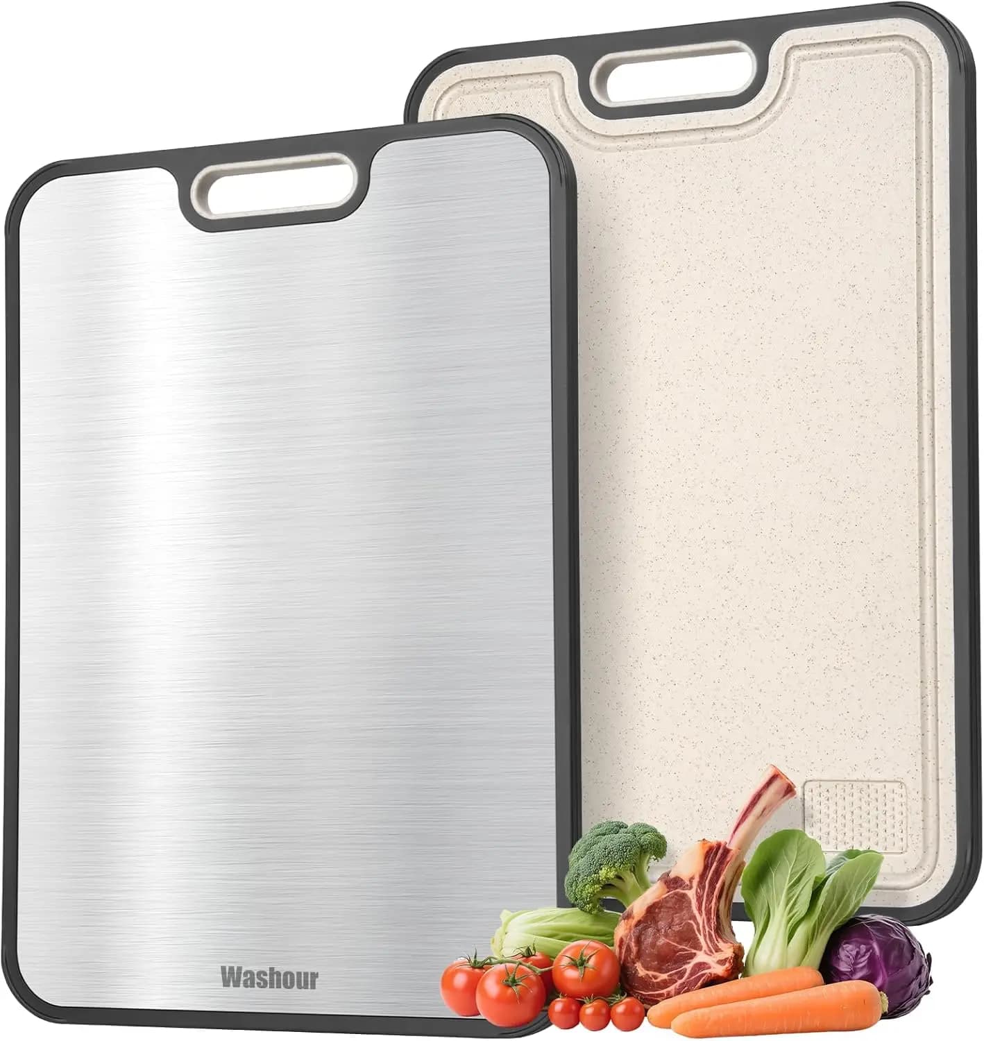 Non Toxic Titanium Cutting Board for Kitchen, Food Grade Titanium Cutting Boards 2 in 1 Double Sides, Non Slip Cutting Mat 16 x 11