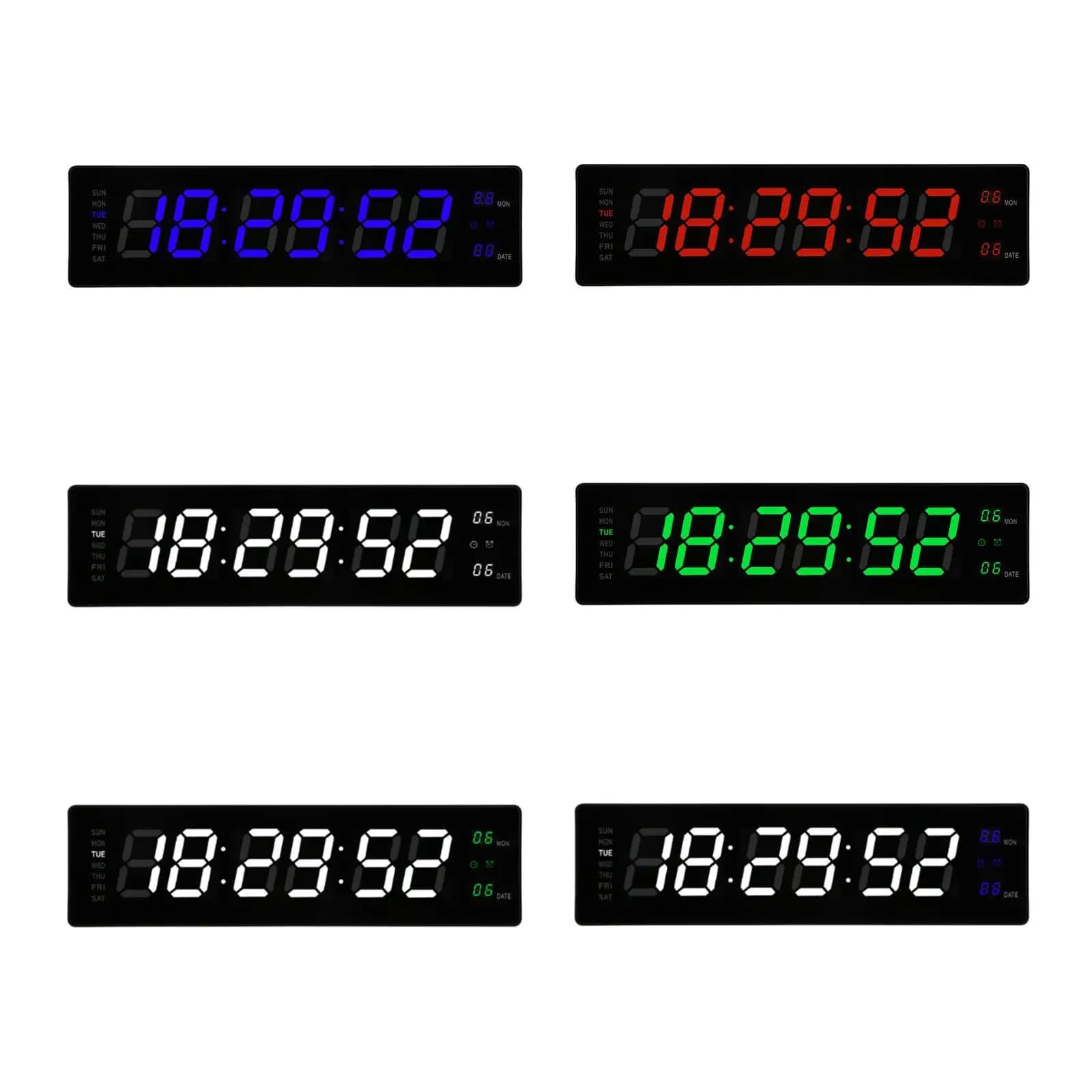 Alarm clock for wall hanging bedroom large numbers digital LED clock Large screen display for teenagers Hotel living room Studio gym