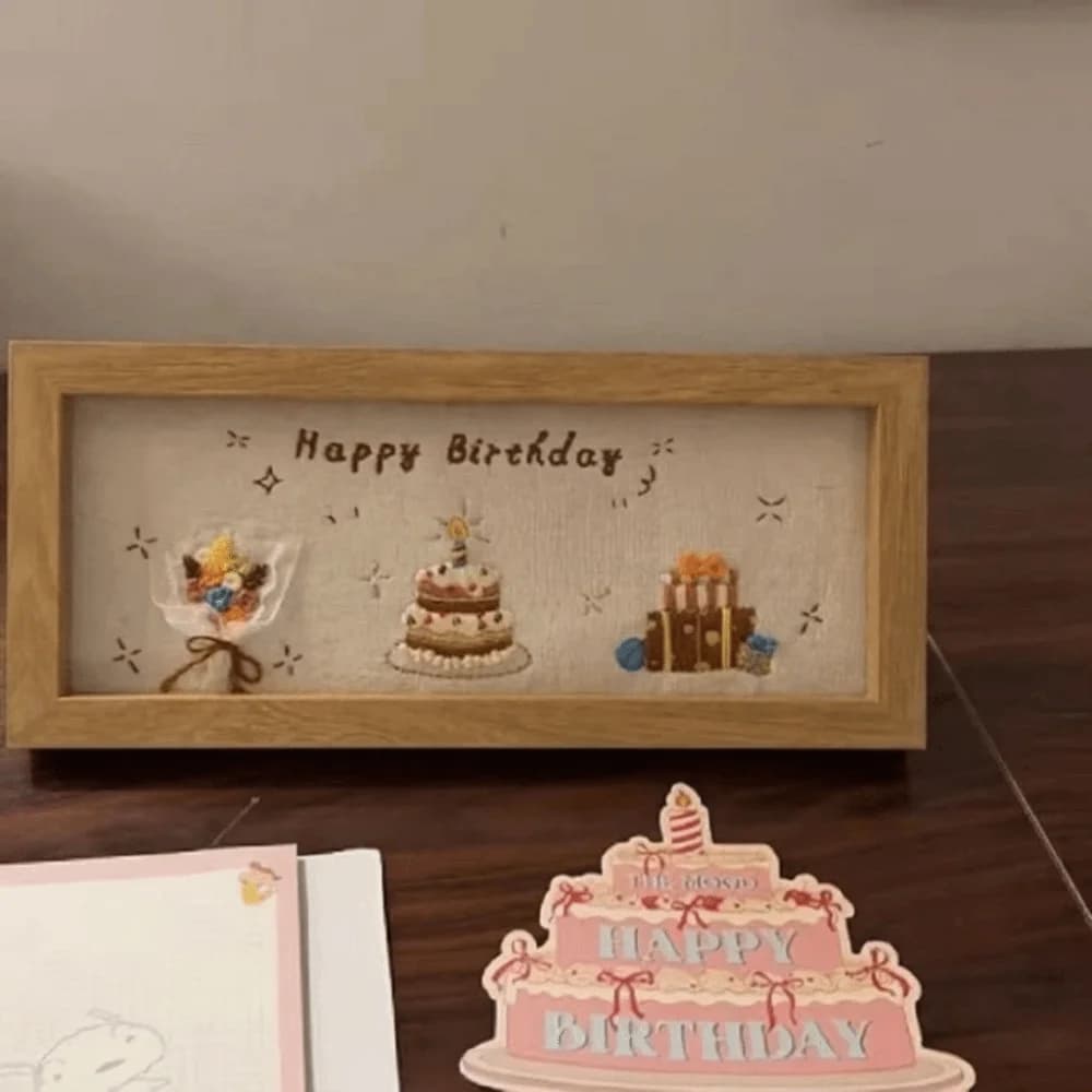 Creative 3D Design Cross Stitch Kit Complete Supplies Beginner Friendly Embroidery Frame Kit DIY Craft Kit Birthday Gift